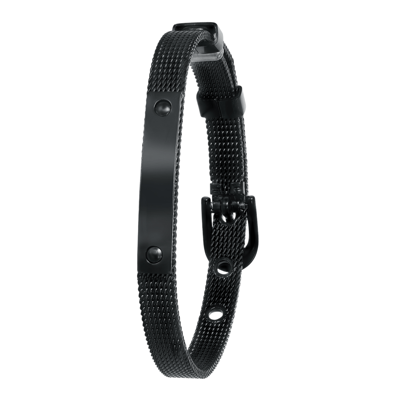 Gerecycled stalen armband blackplated mesh riem