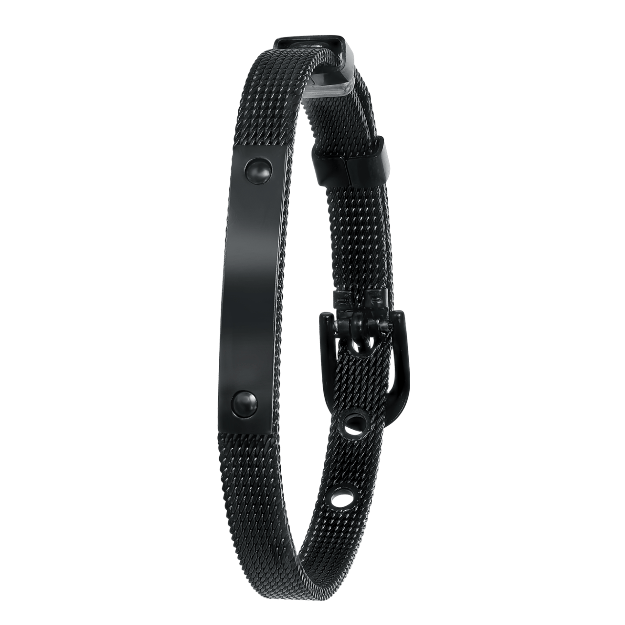 Gerecycleerd stainless steel armband blackplated mesh riem