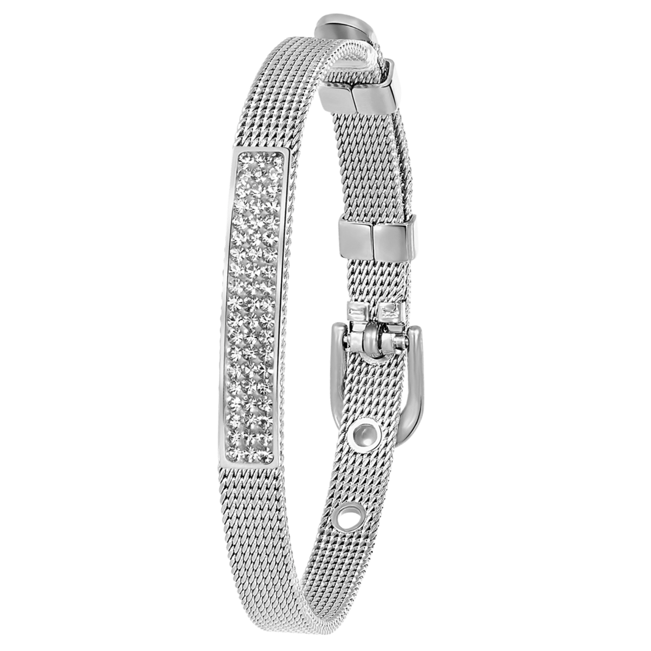 Gerecycled stainless steel armband mesh riem met kristal