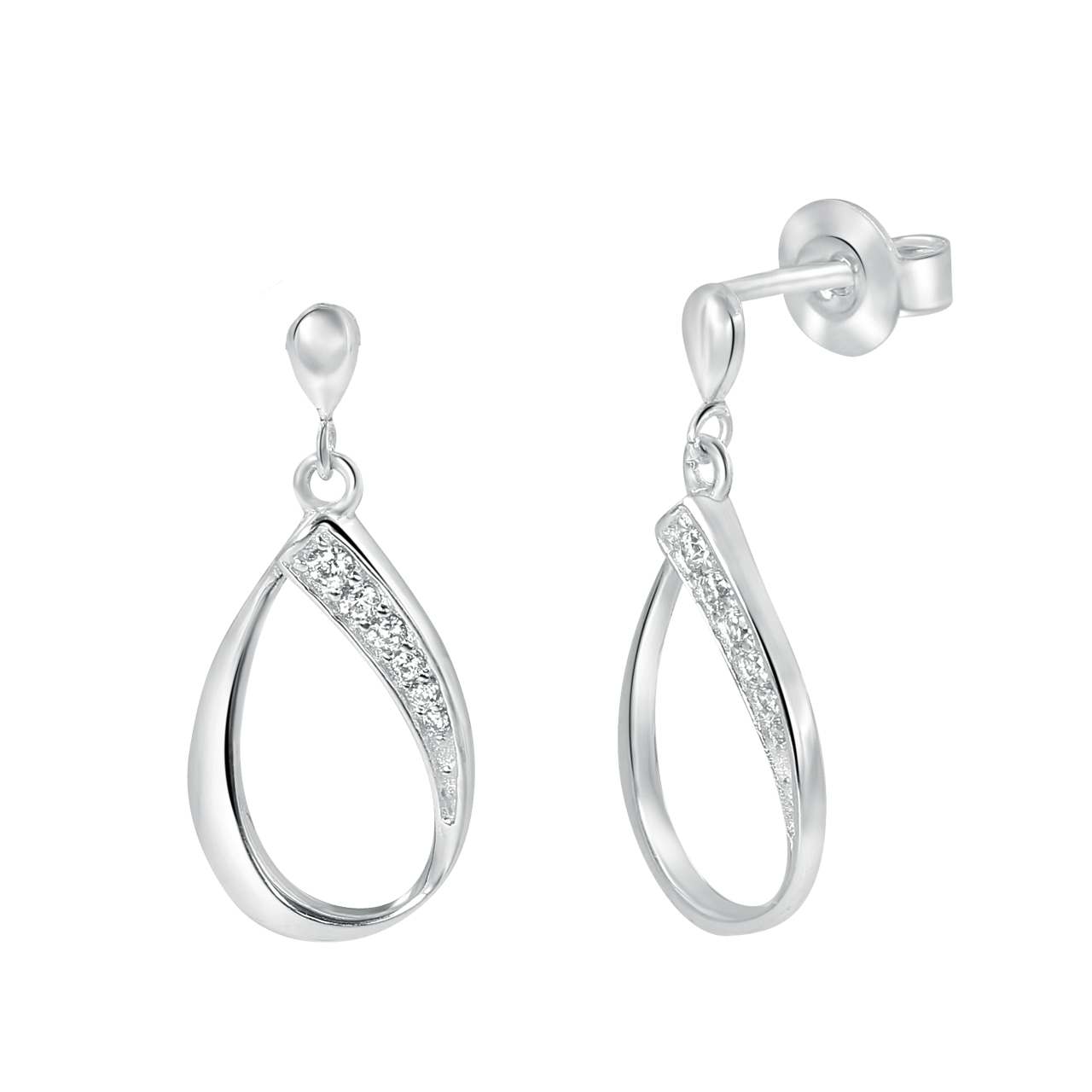 Ohrringe, 925 Silber, Tropfen mit Zirkonia