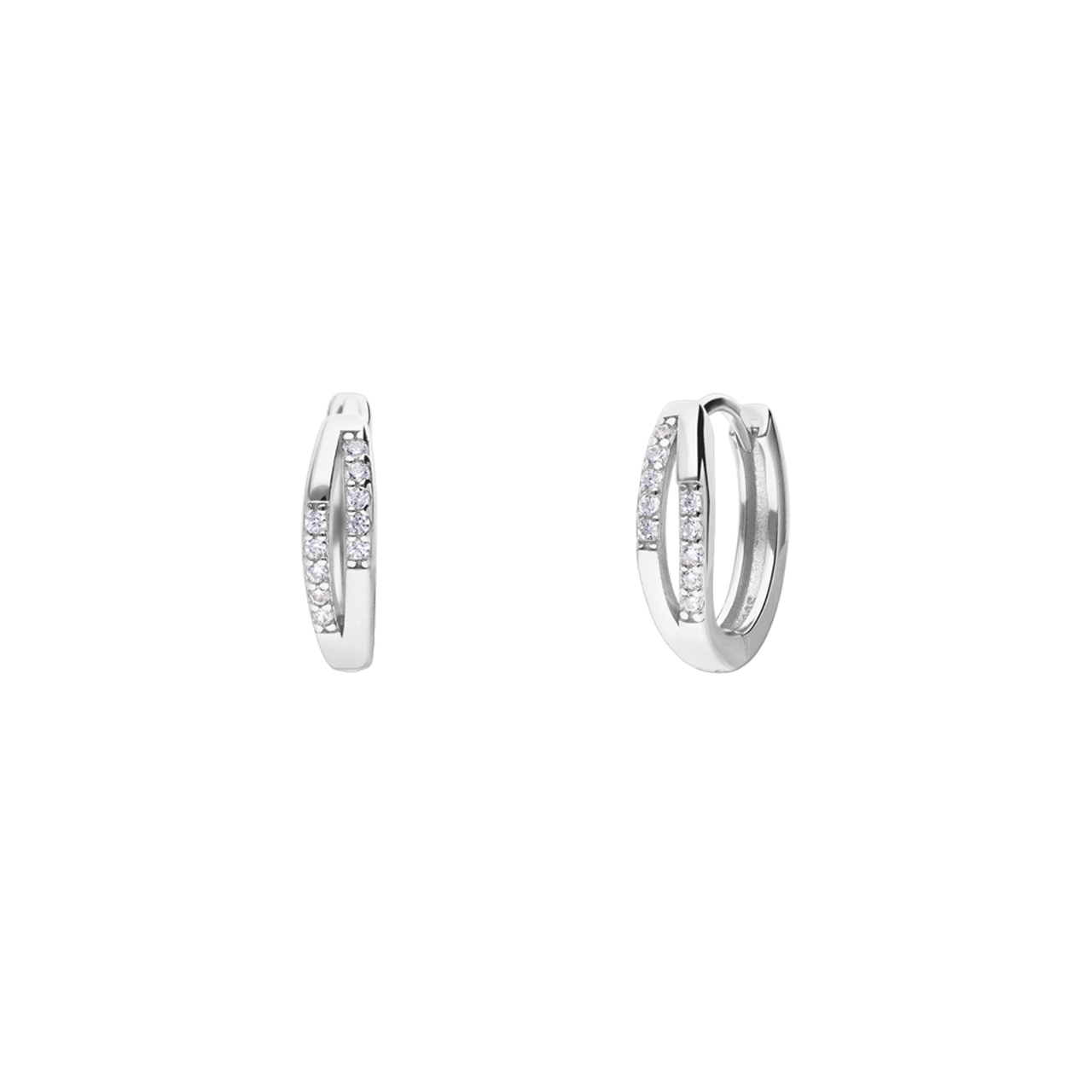 Ohrringe, 925 Silber, offen mit Zirkonia