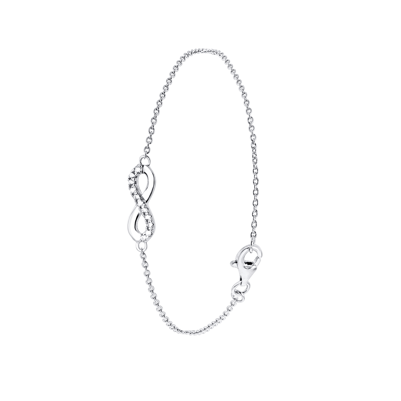 Silbernes Armband Unendlichkeitszeichen mit Zirkonia