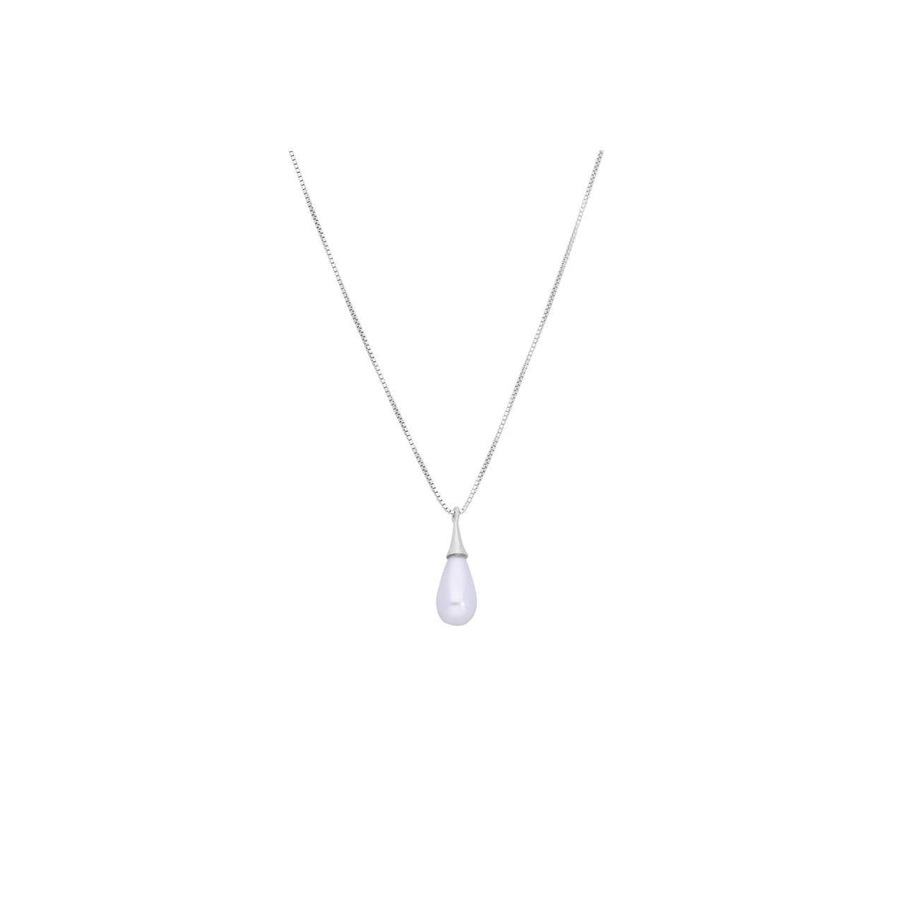 Zilveren ketting met hanger parel