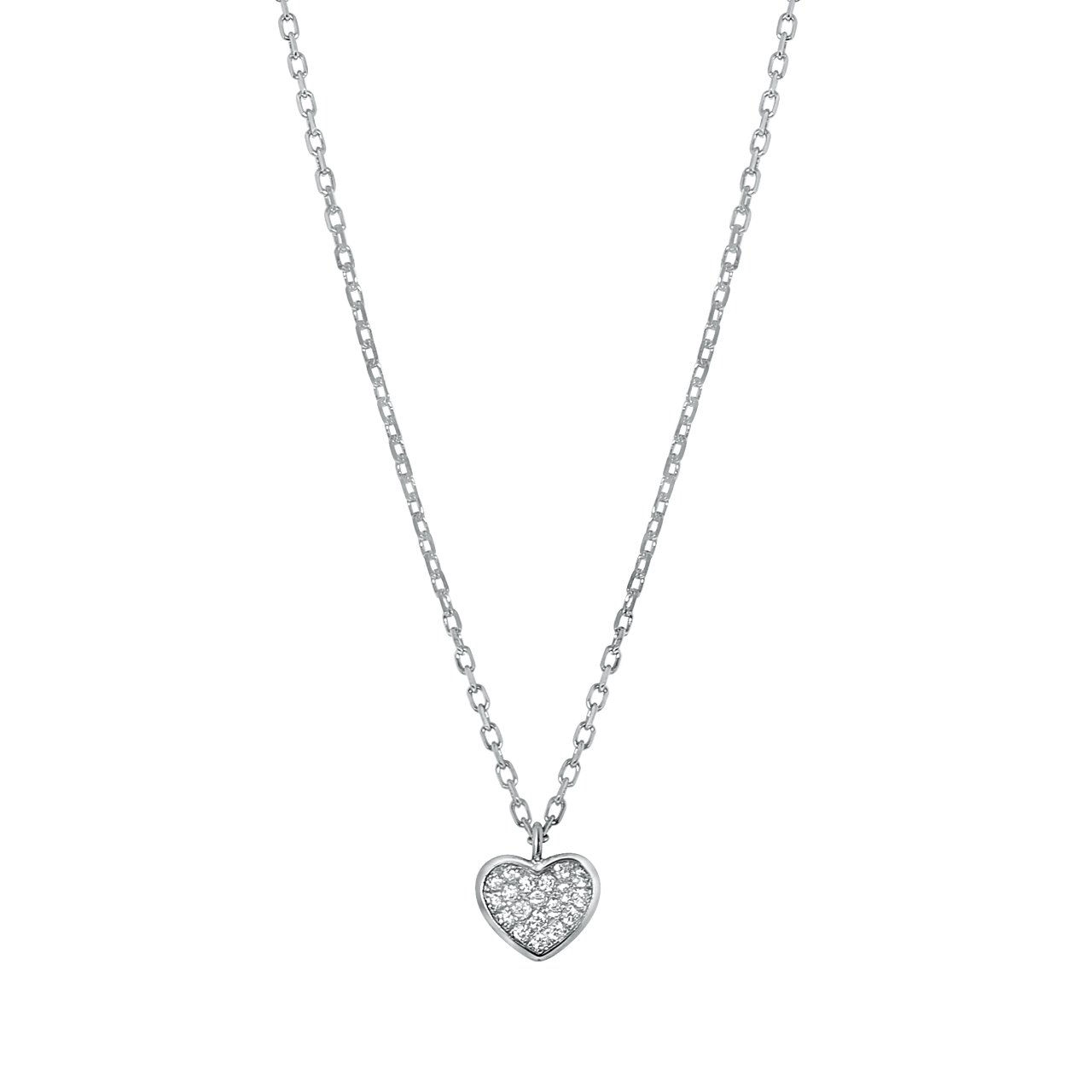 Halskette & Anhänger, 925 Silber, Herz mit Zirkonia