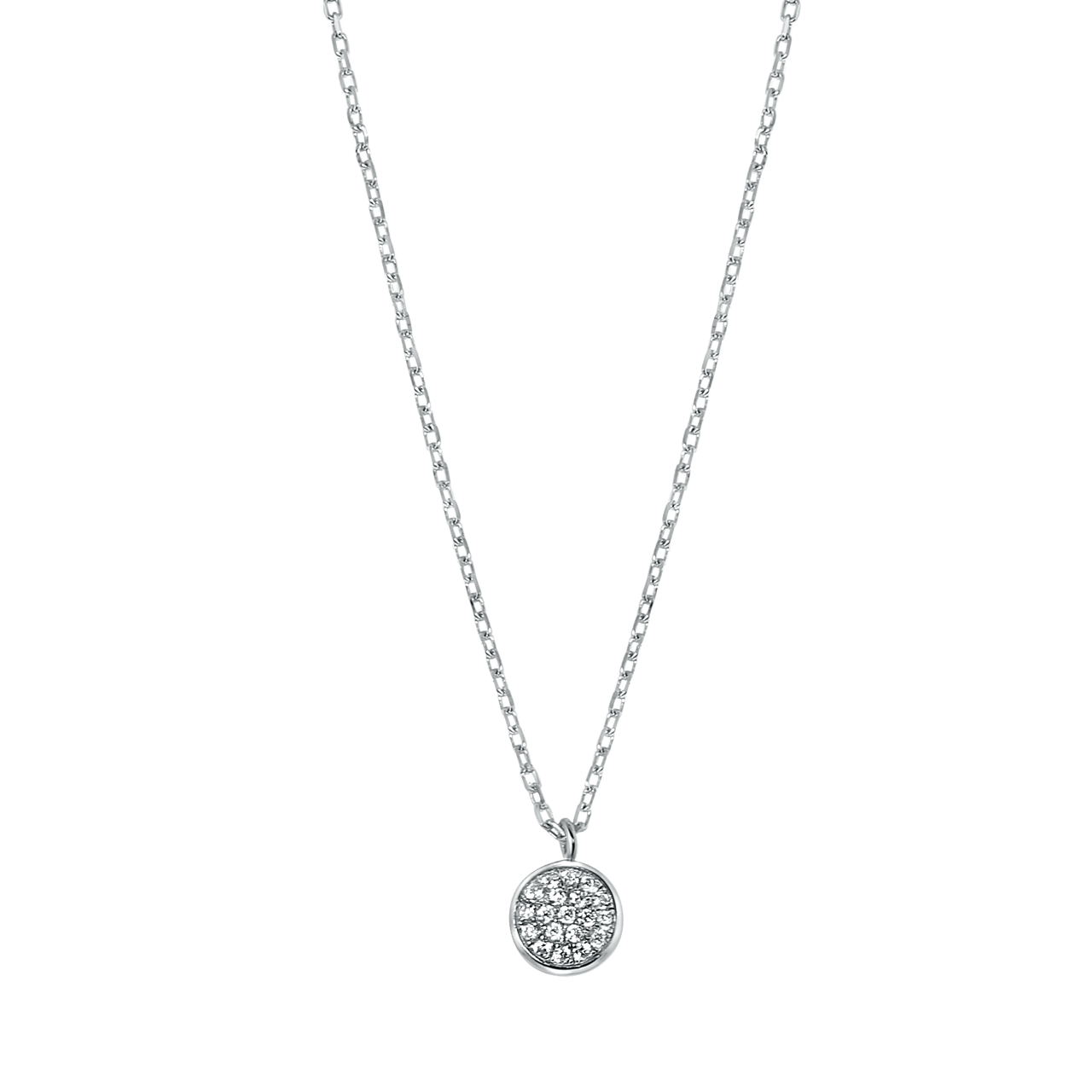Silberkette mit rundem Zirkonia-Anhänger