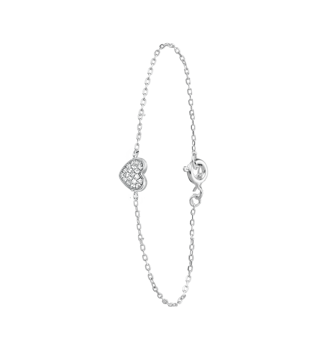 Armband, 925 Silber, Herz mit Zirkonia