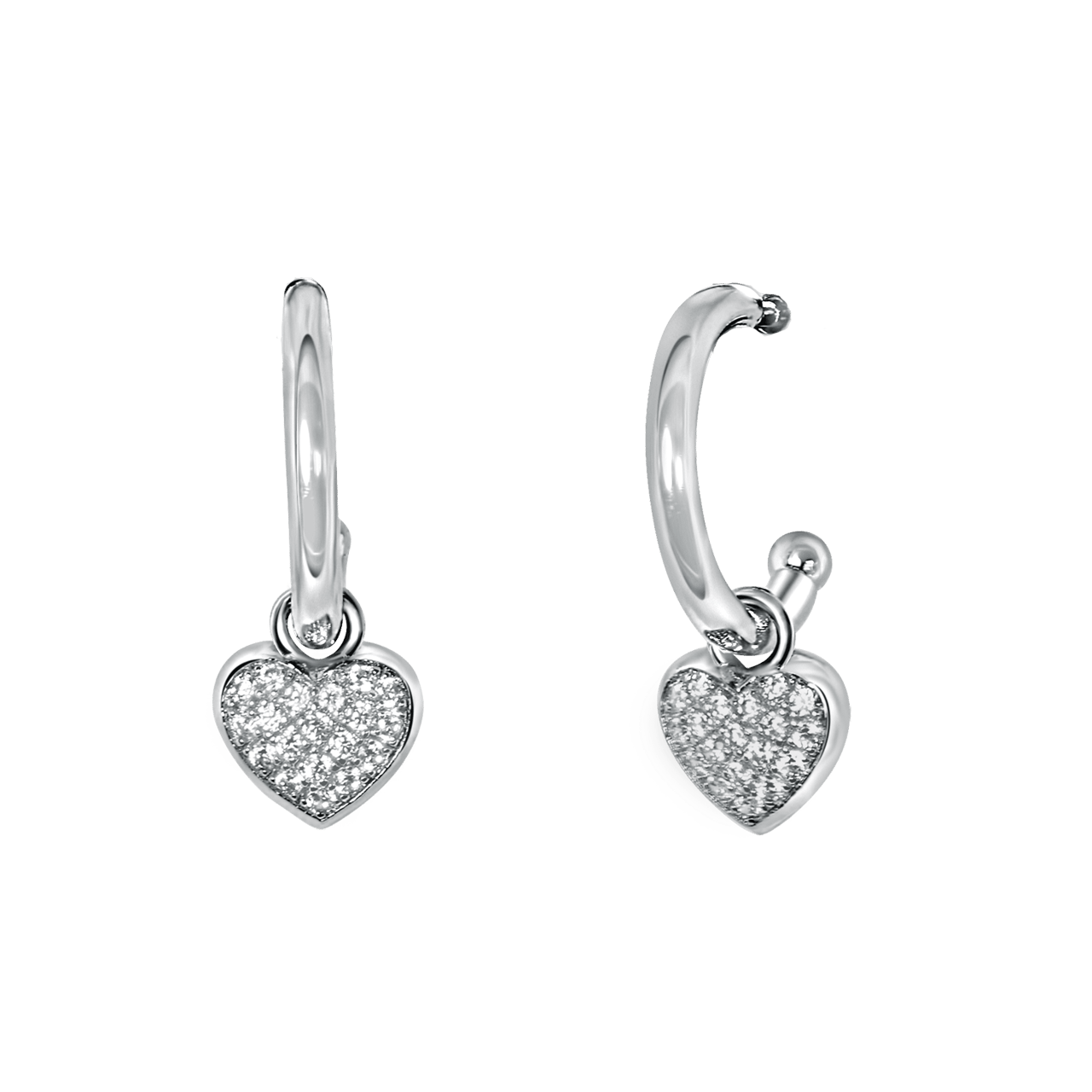 Ohrringe, 925 Silber, Herz mit Zirkonia