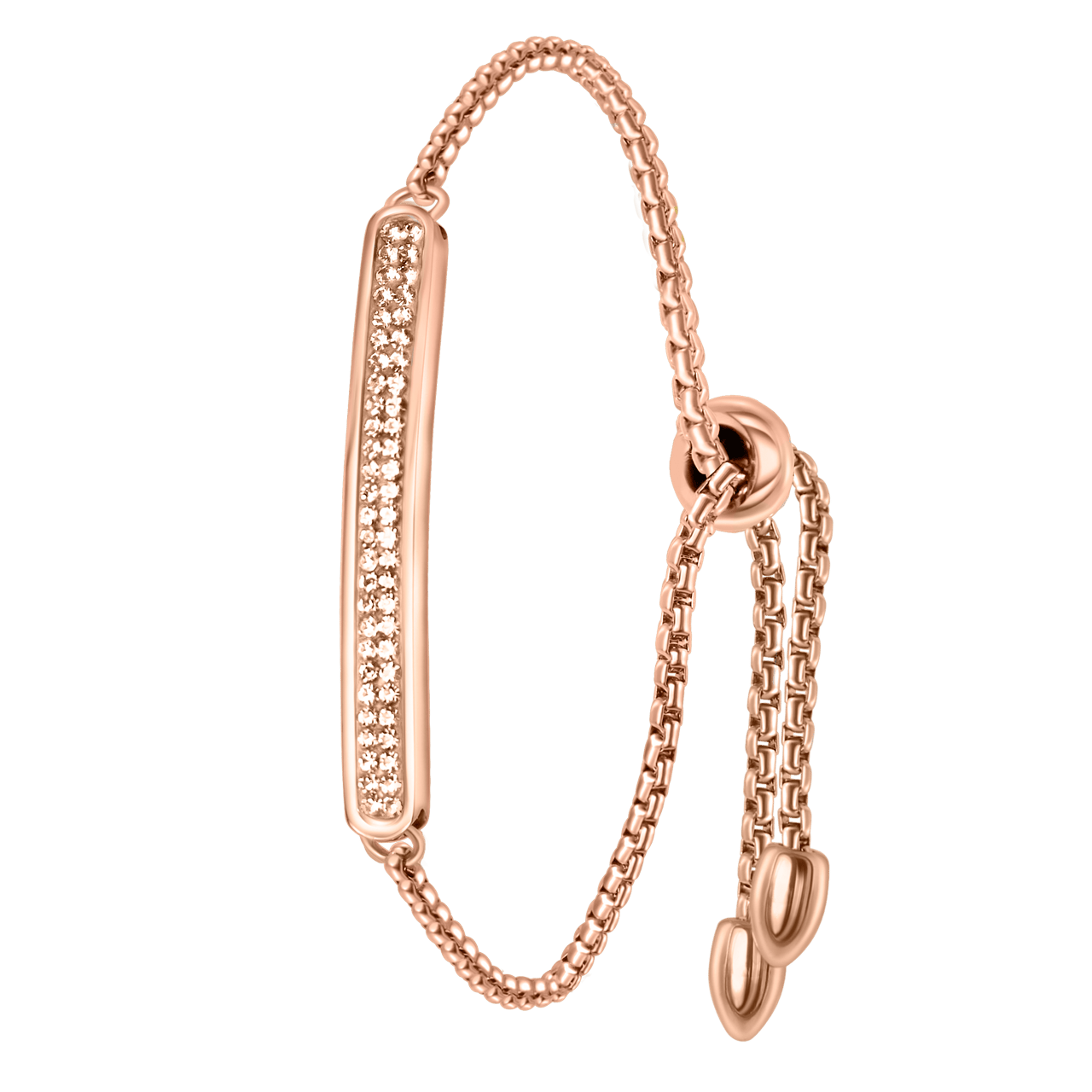 Gerecycleerd stainless steel plaatarmband roseplated wit kristal
