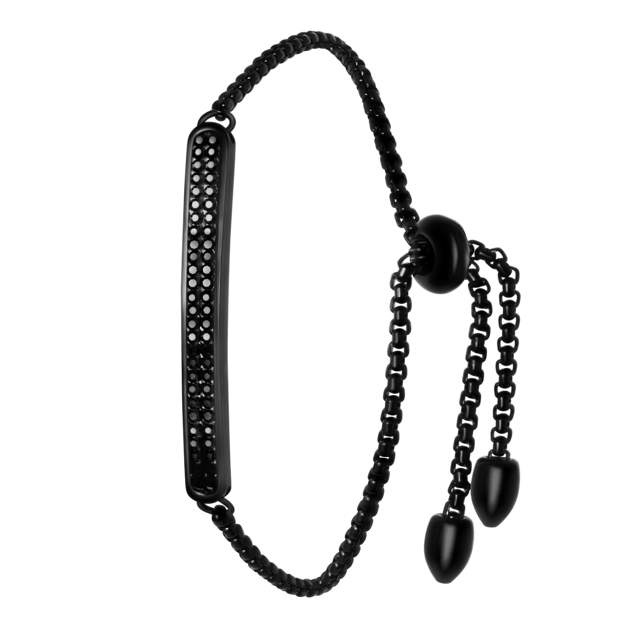 Plattenarmband, Edelstahl, geschwärzt, Jet-Kristall