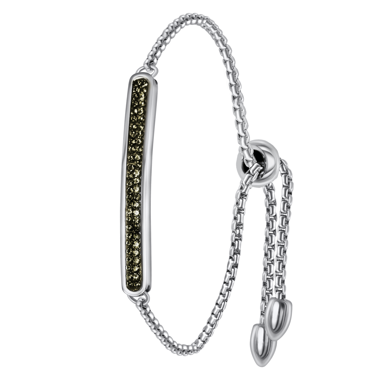 Gerecycled stainless steel plaatarmband nightfall kristal