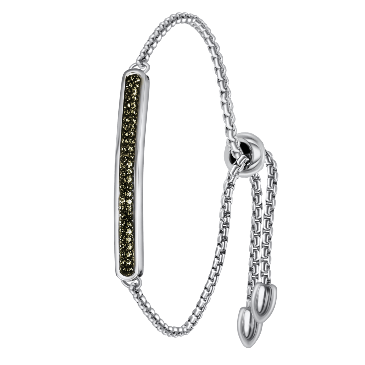 Gerecycled stalen plaatarmband nightfall kristal
