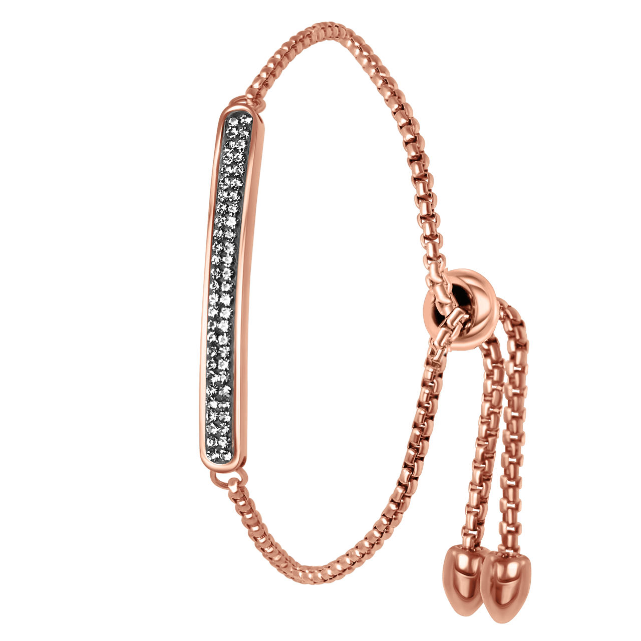 Gerecycled stalen plaatarmband rose black diamond kristal