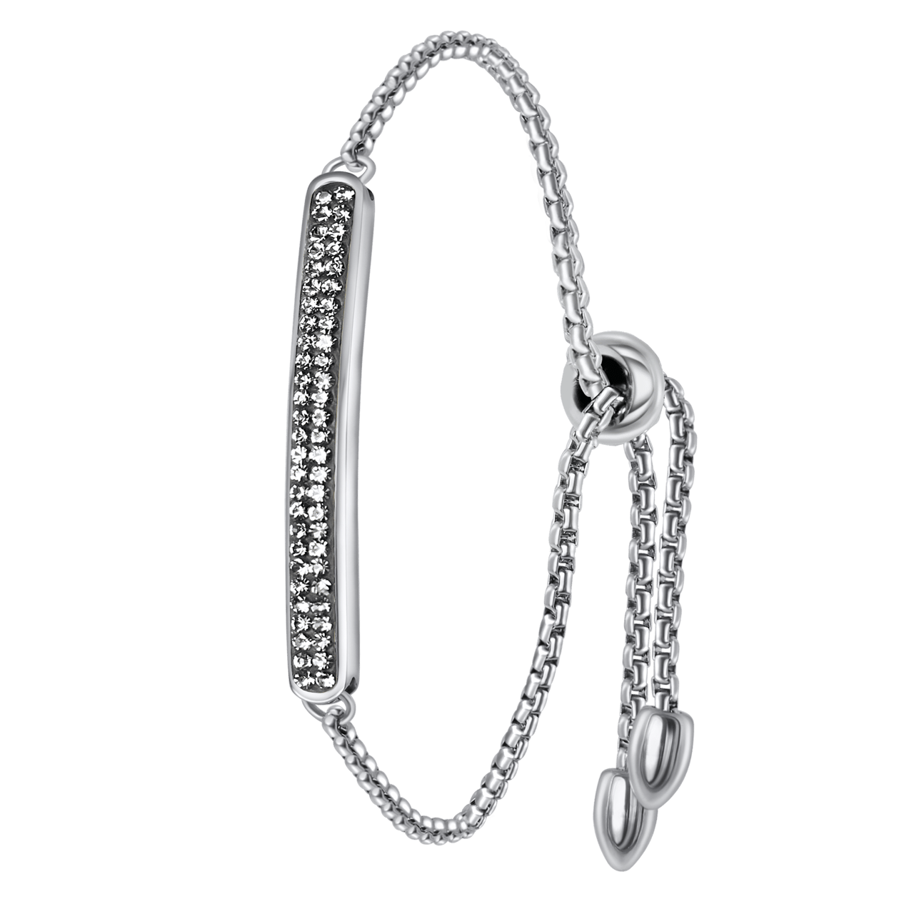 Gerecycled stalen plaatarmband black diamond kristal