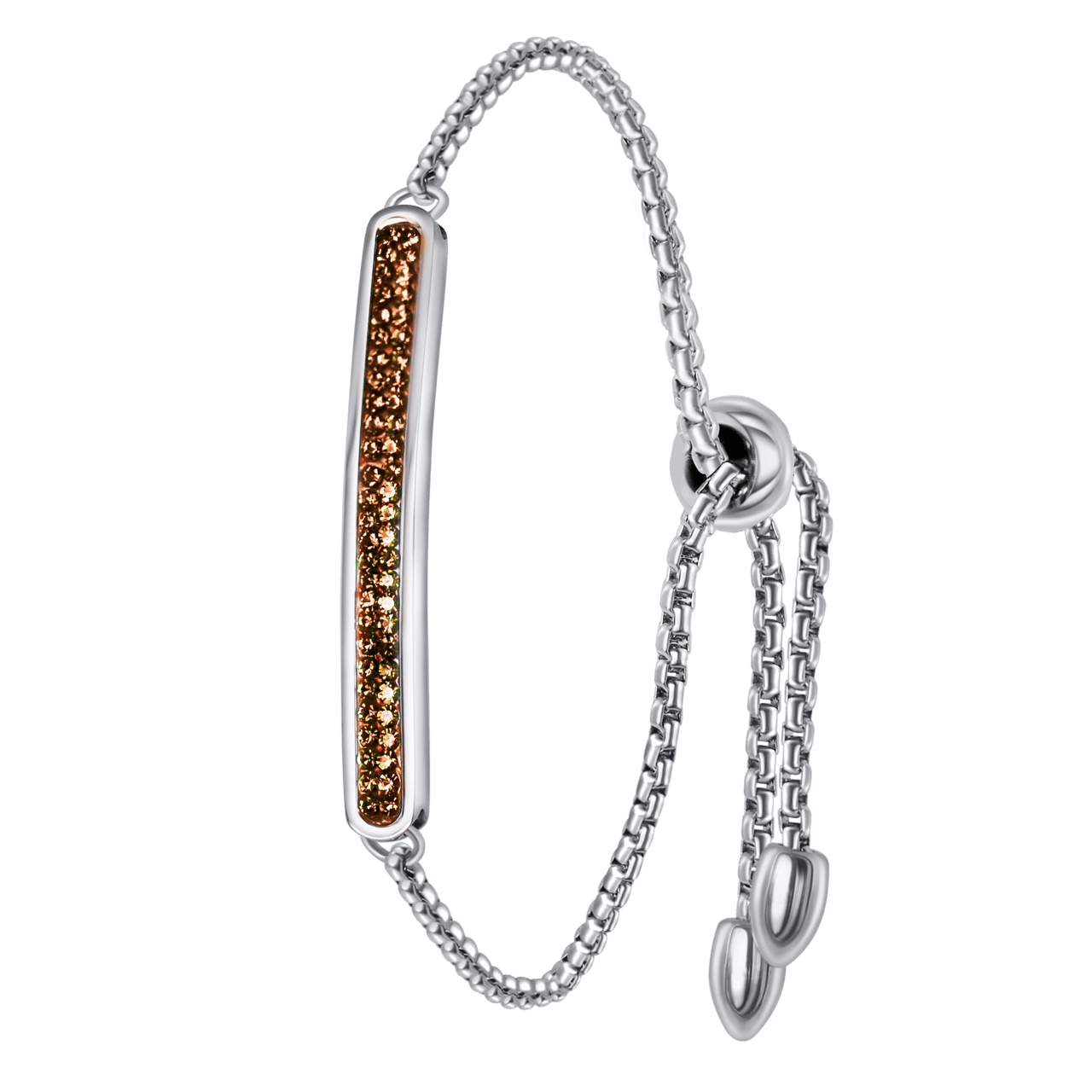 Gerecycleerd stainless steel plaatarmband smoked topaz kristal