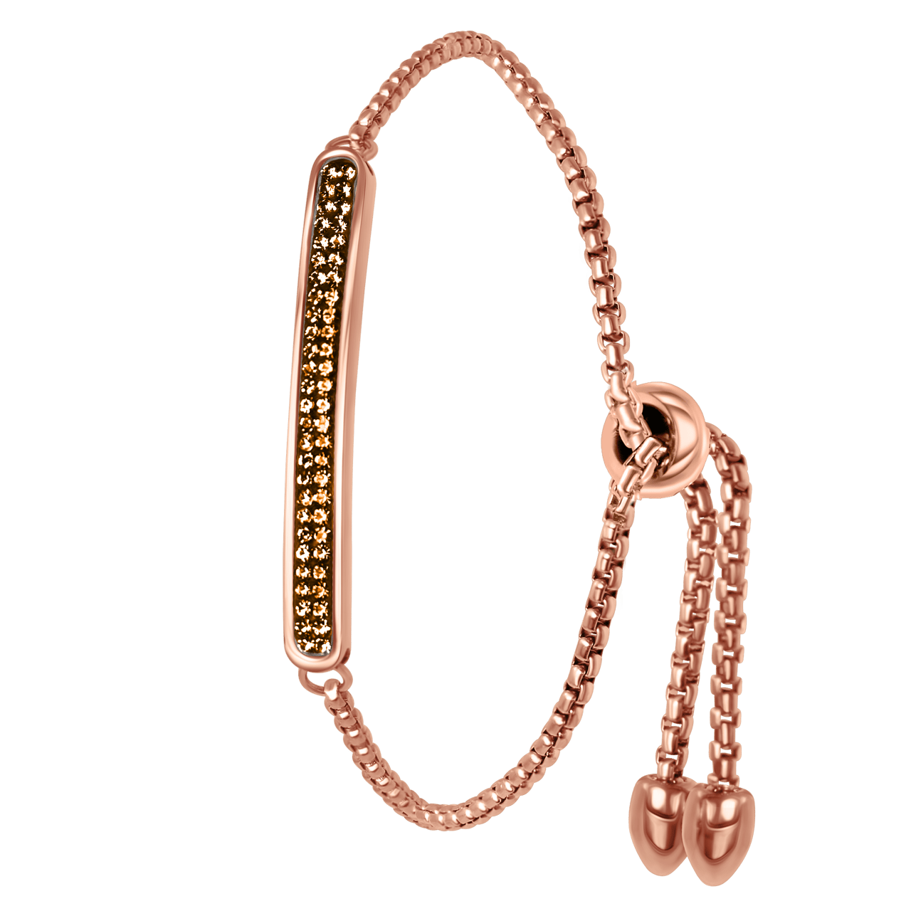 Gerecycleerd stainless steel plaatarmband rose smoked topaz kristal