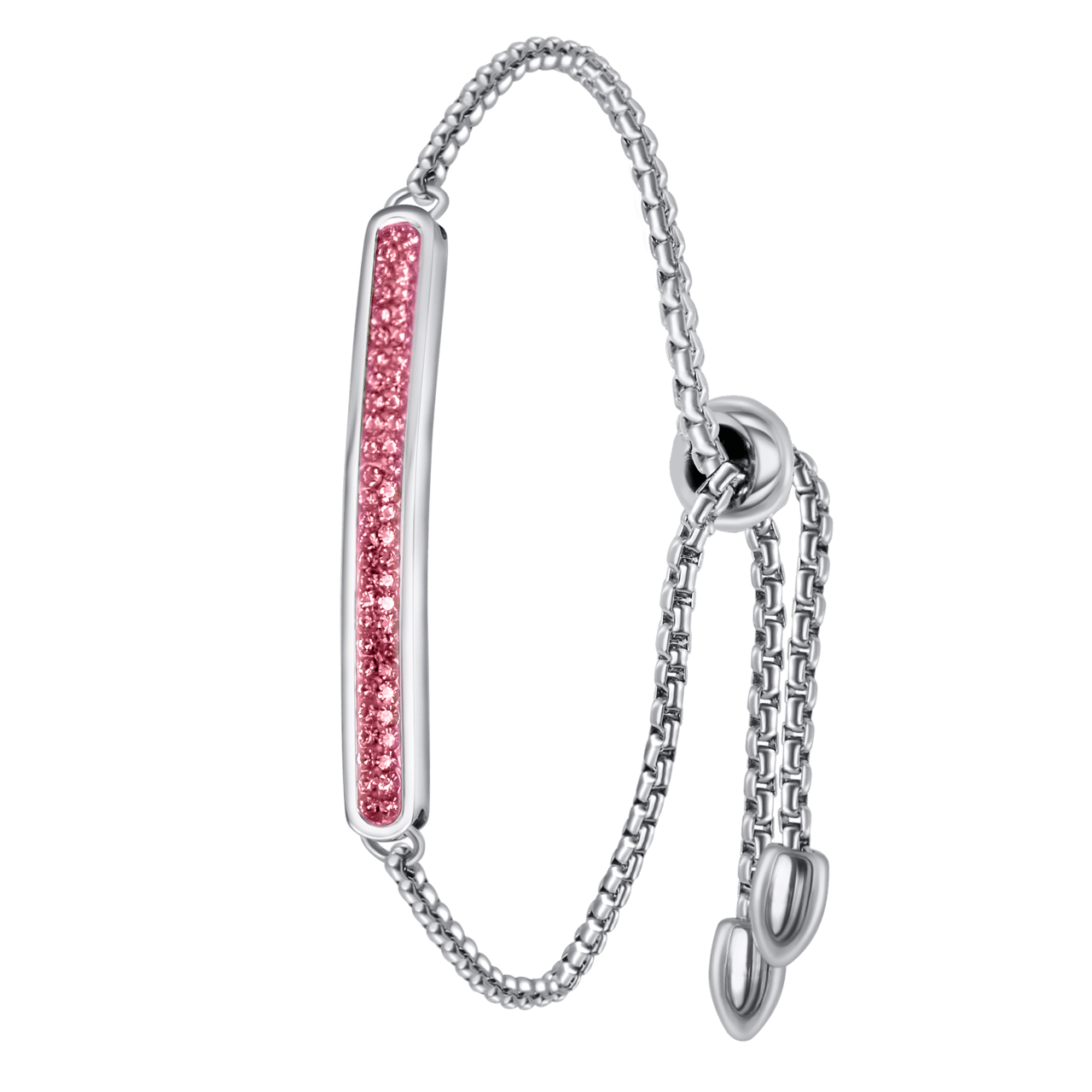 Gerecycled stalen plaatarmband light pink kristal