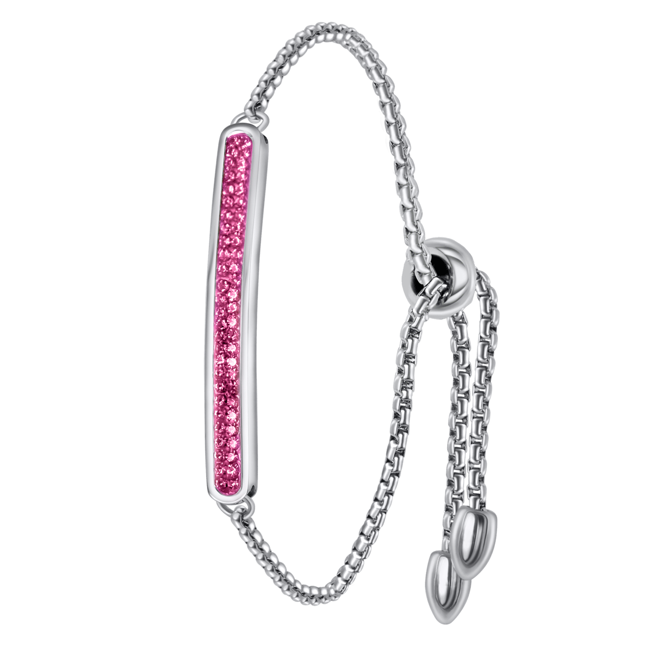 Gerecycleerd stainless steel plaatarmband pink kristal