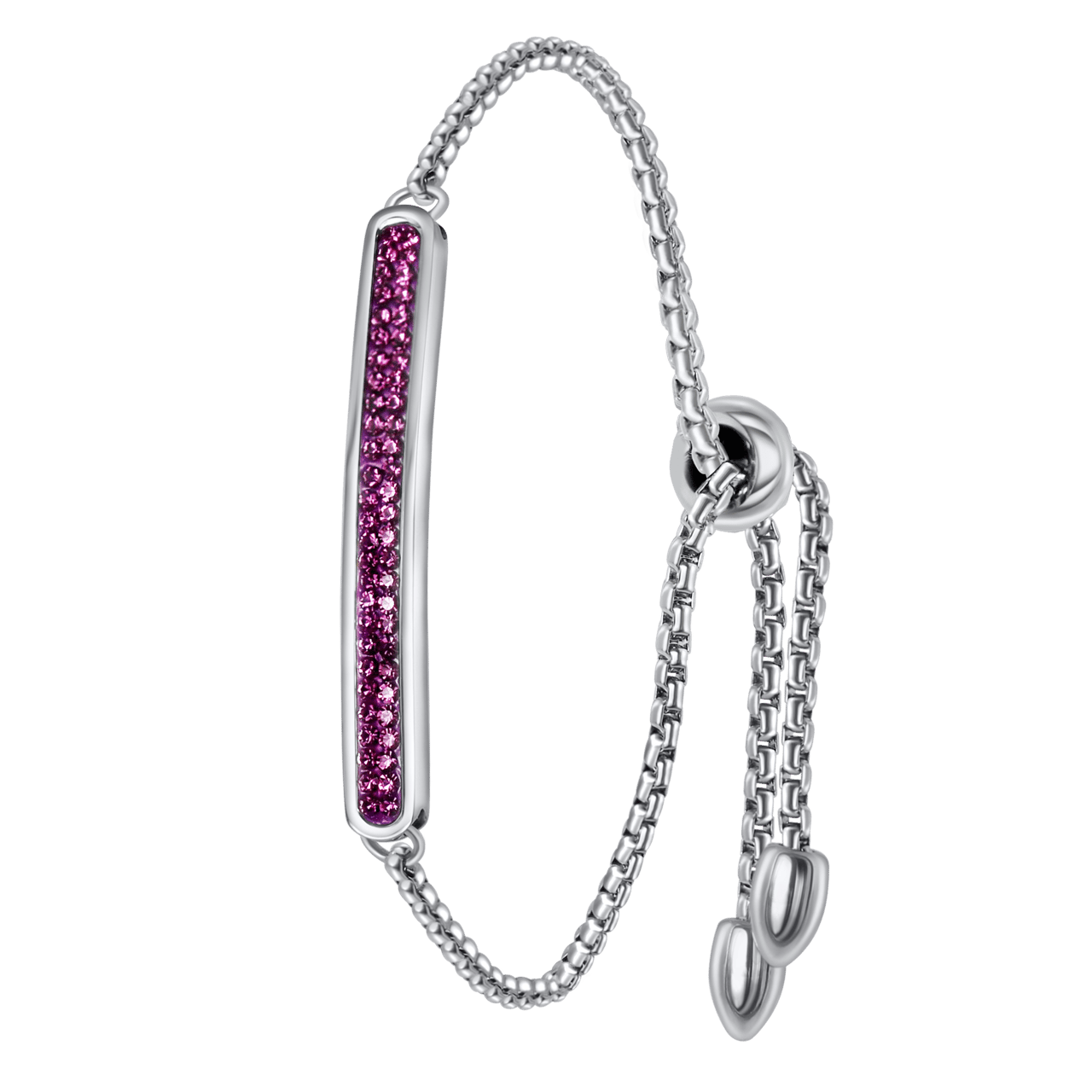Gerecycleerd stainless steel plaatarmband amethyst kristal