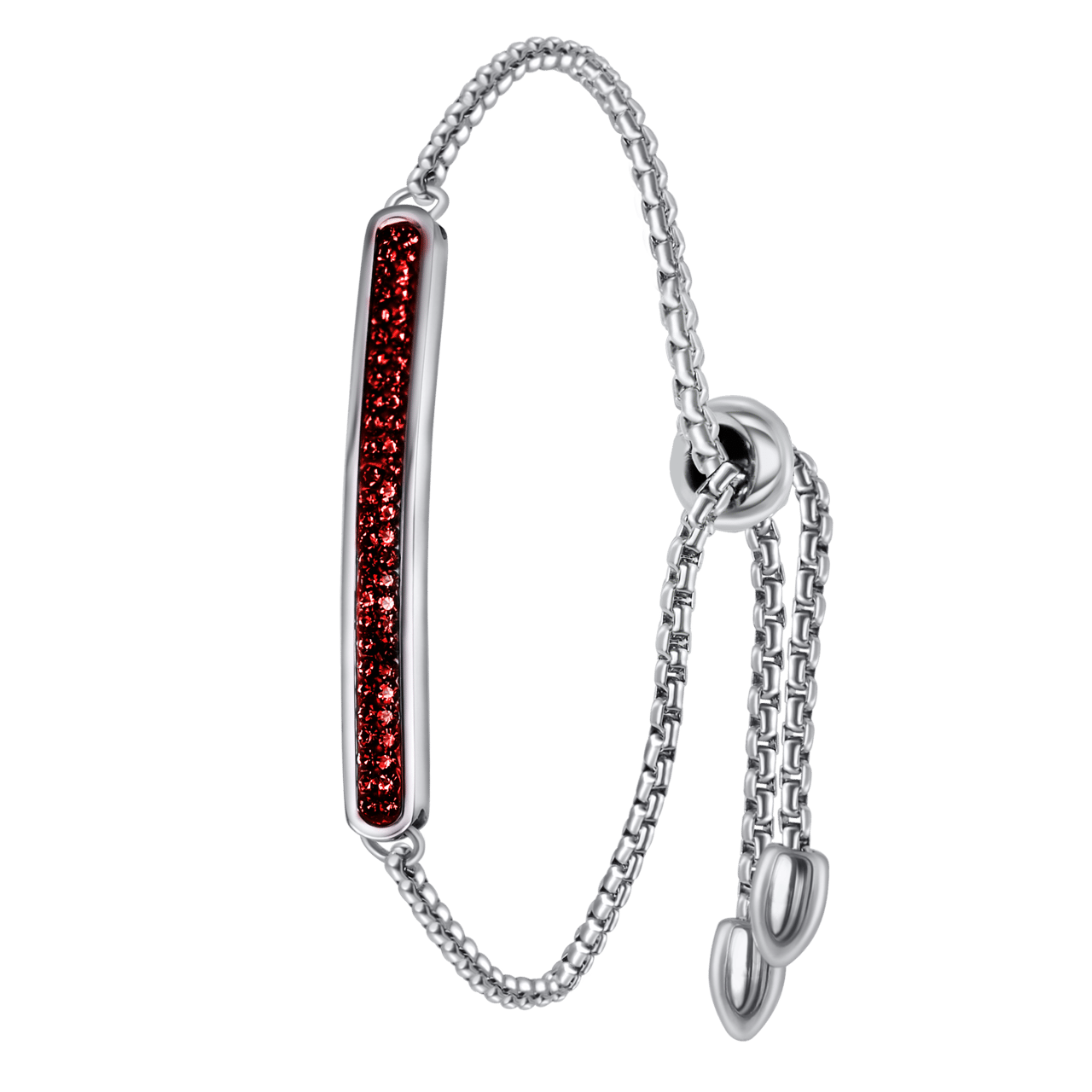 Plattenarmband, Edelstahl, Siam-Kristall