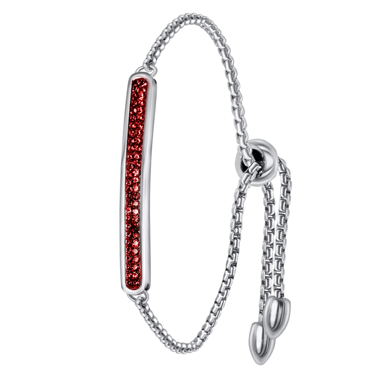Plattenarmband, Edelstahl, heller, siamfarbener Kristall