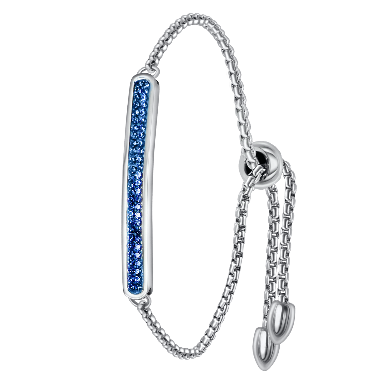 Plattenarmband, Edelstahl, capriblauer Kristall