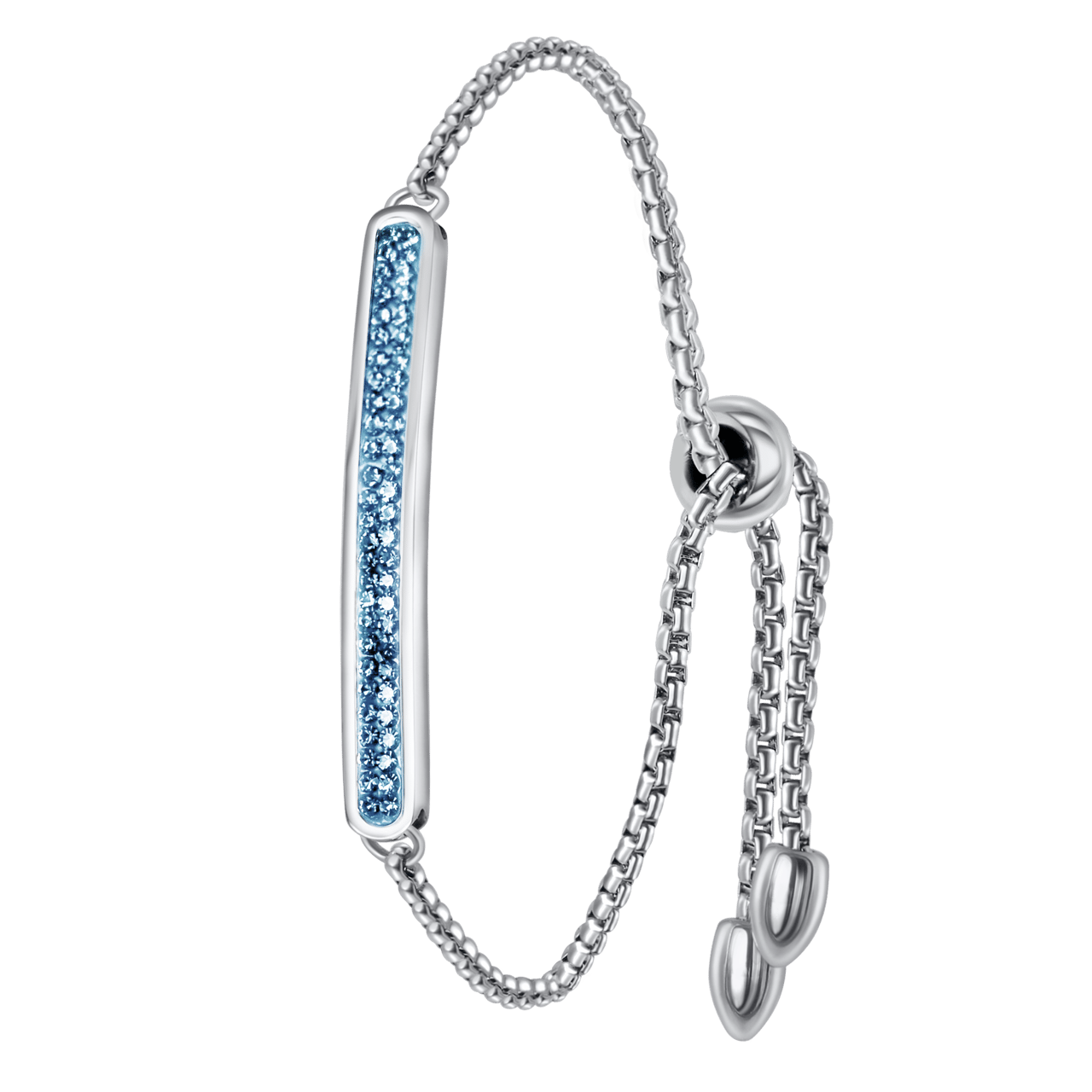 Gerecycled stalen plaatarmband light sapphire kristal