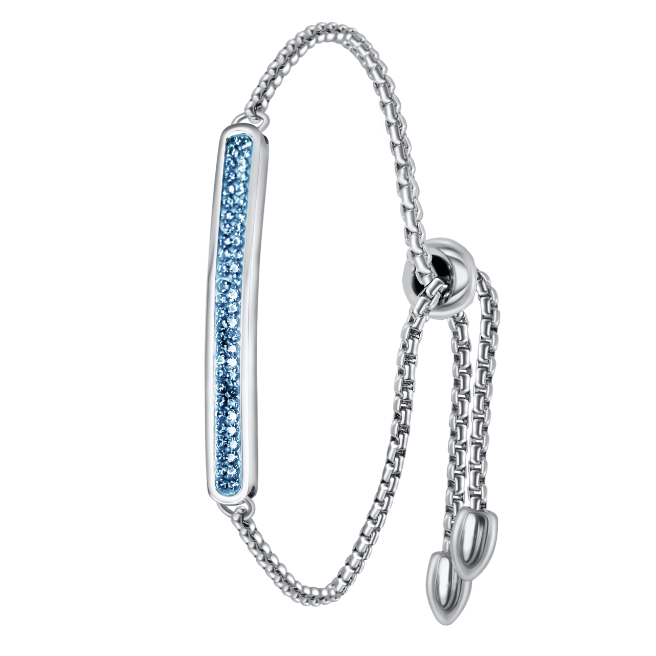 Gerecycleerd stainless steel plaatarmband light sapphire kristal