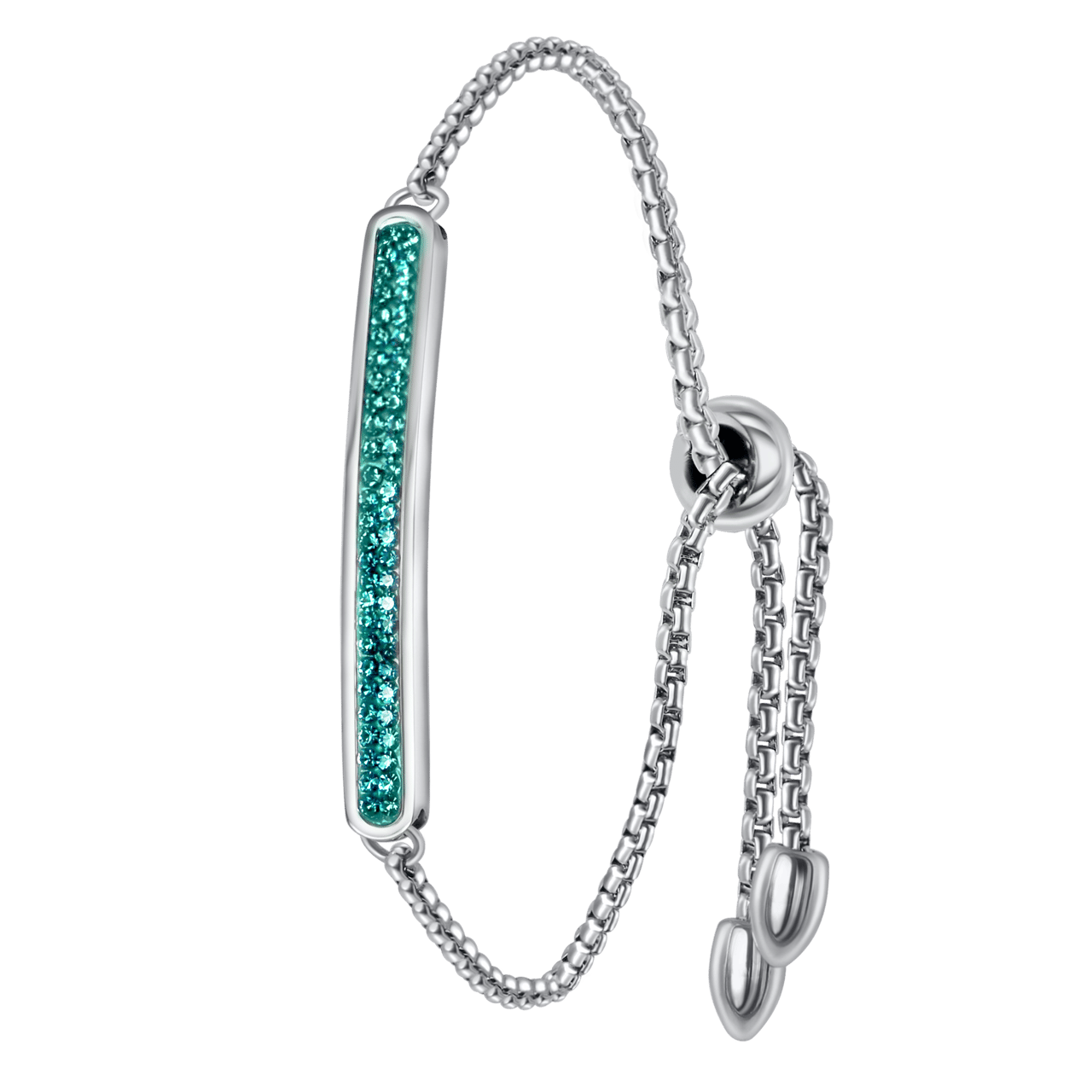 Gerecycled stainless steel plaatarmband blue zircon kristal