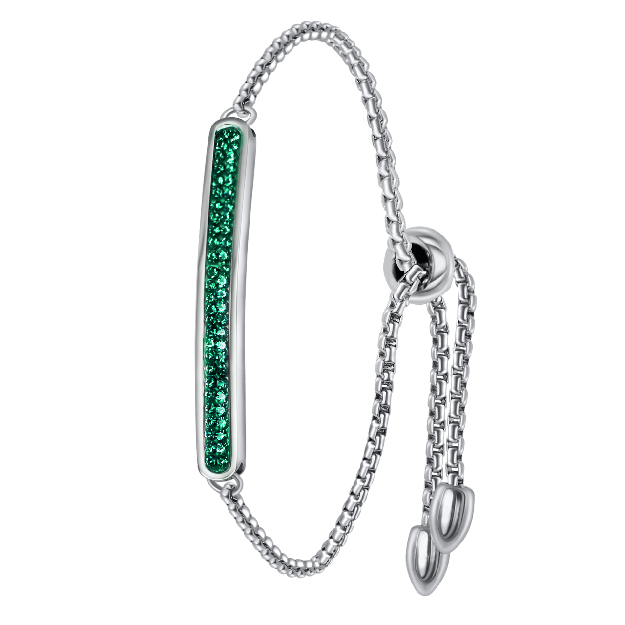Gerecycleerd stainless steel plaatarmband emerald kristal