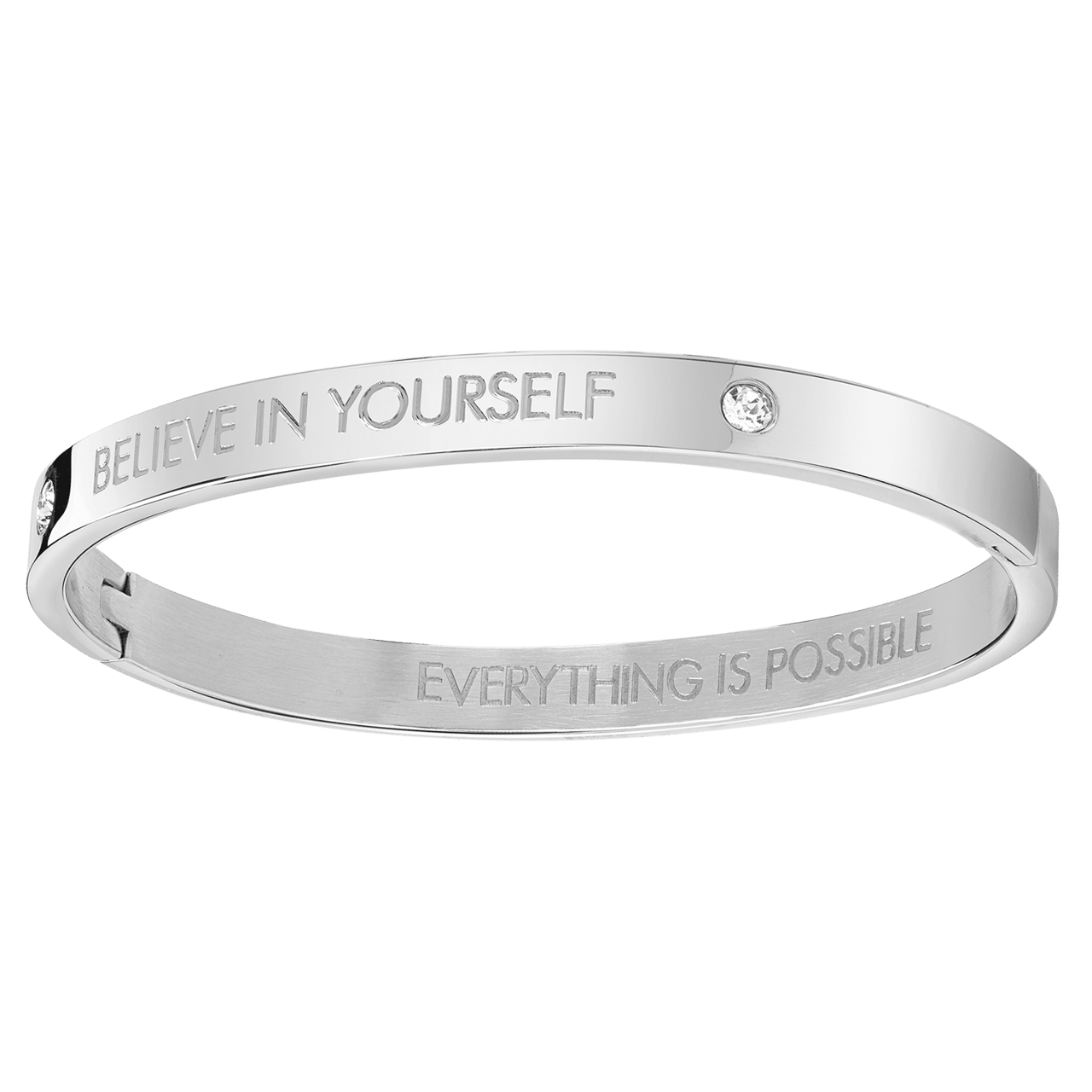 Guess Bangle-Armreif aus Edelstahl mit Text: Believe in yourself.
