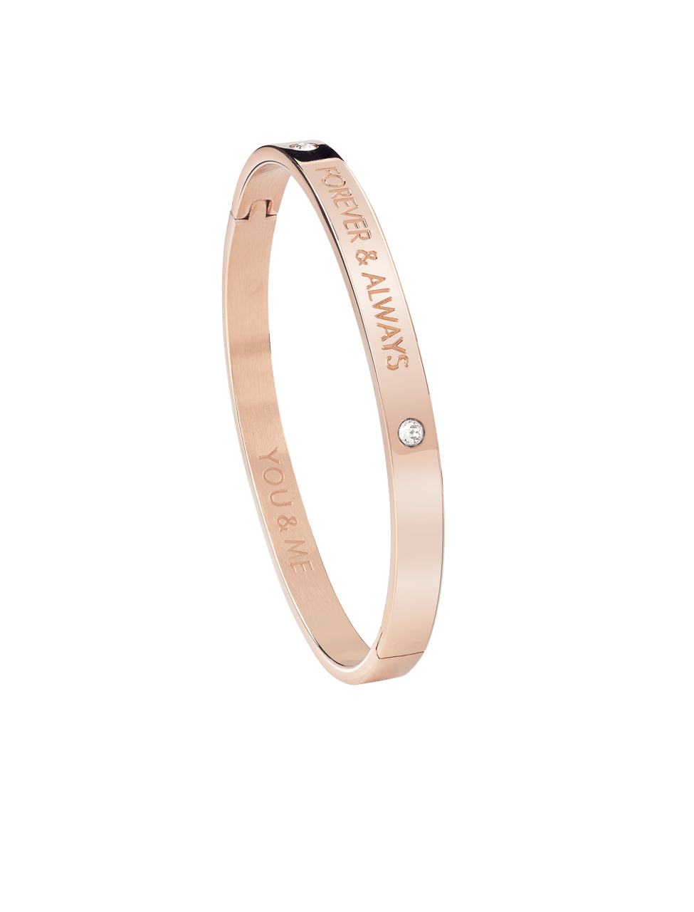 Guess stainless steel roséplated bangle met kristal voor dames