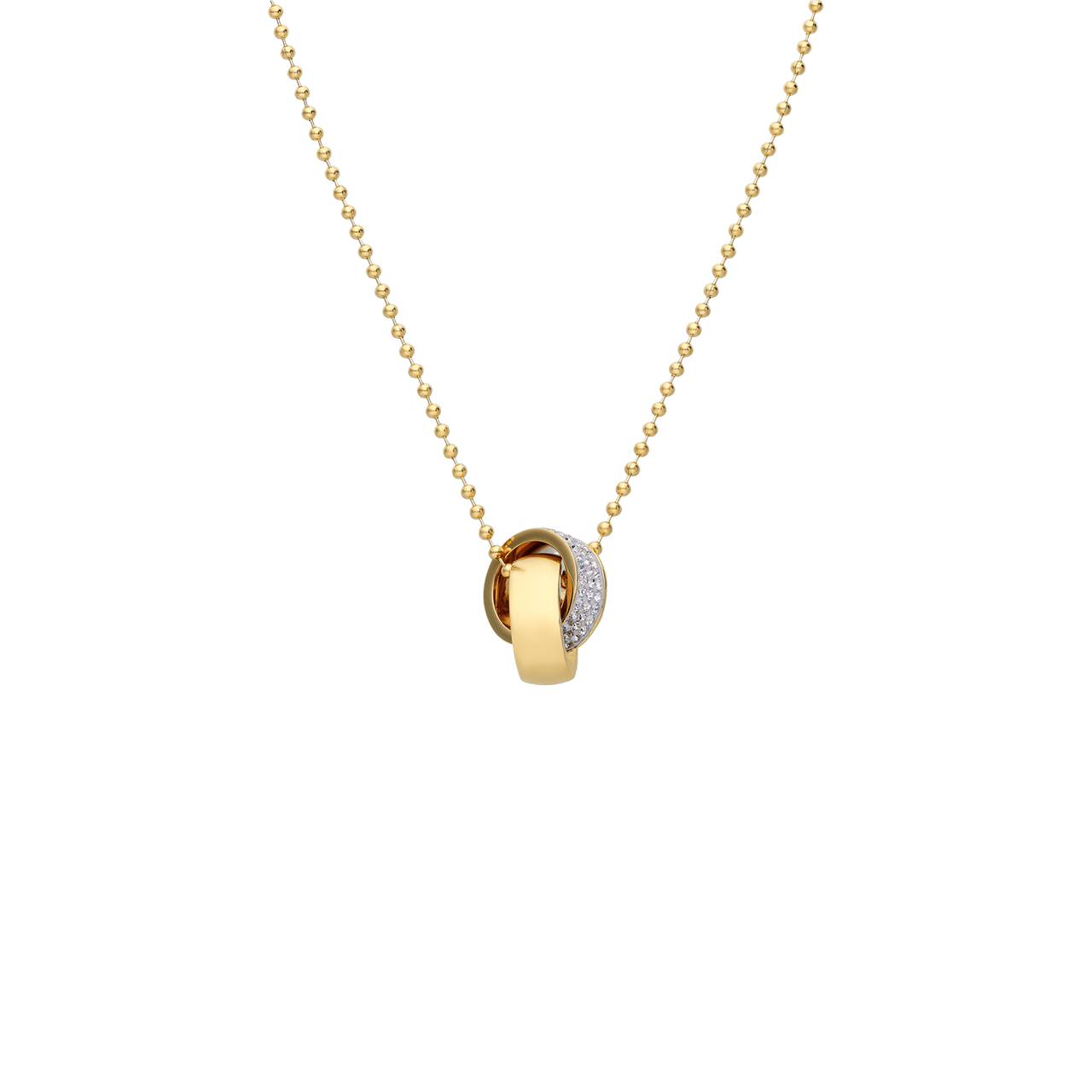 Halskette aus Edelstahl goldbeschichtet mit weißem Kristall