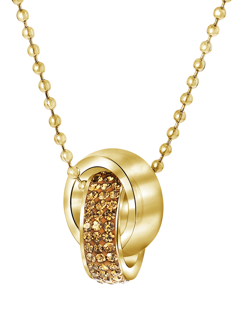 Gerecycleerd stainless steel ketting goldplated light colorado kristal