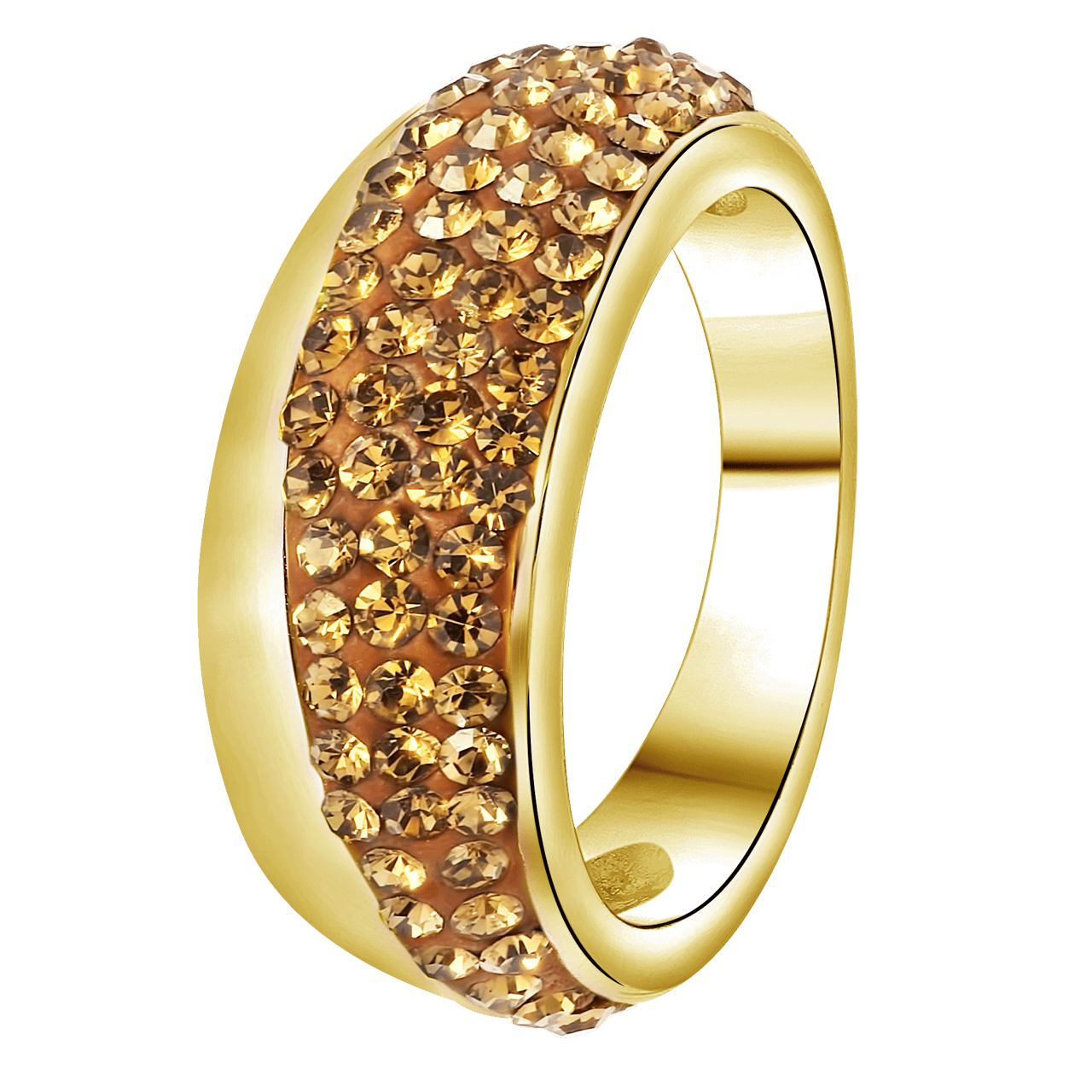 Gerecycled stalen ring goldplated light colorado kristal