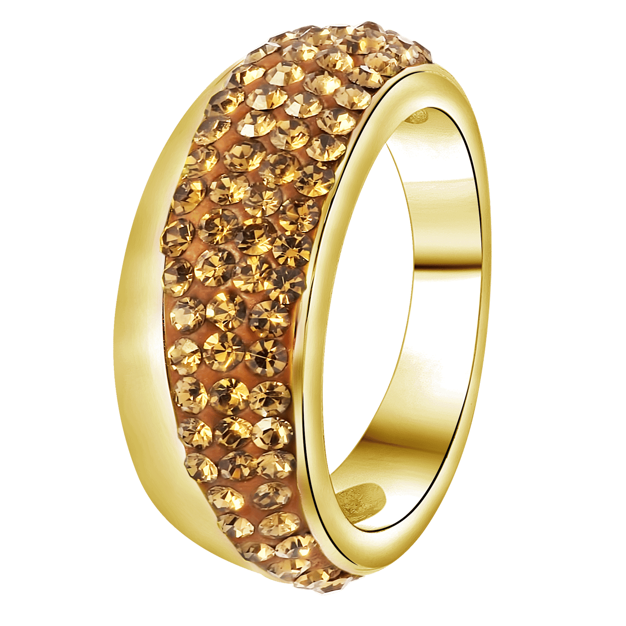 Stainless steel goldplated ring met kristal voor dames