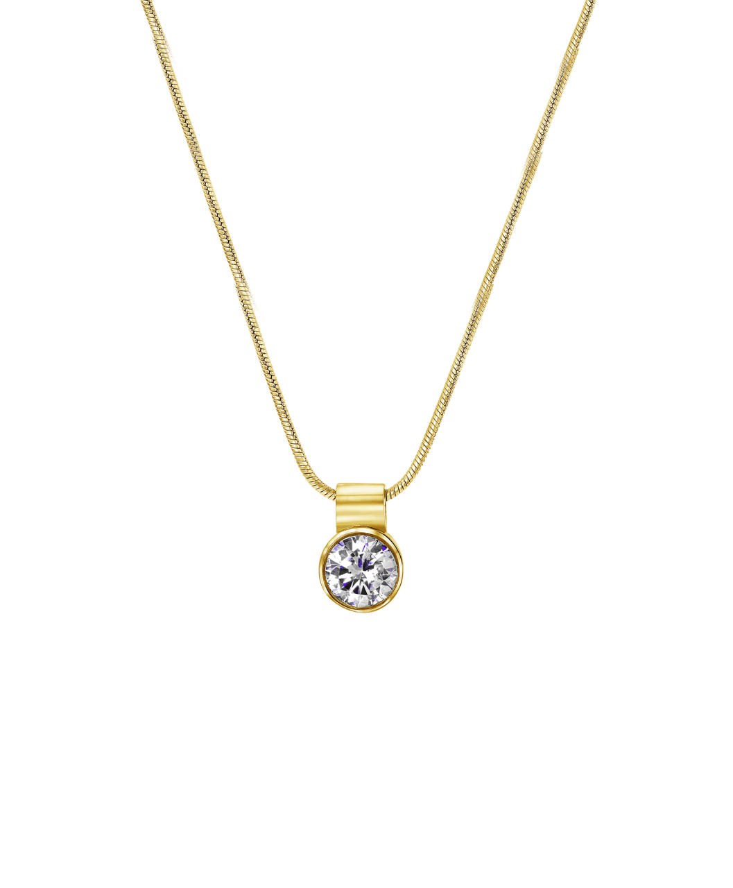 Colours by Kate gerecycled stainless steel goldplated ketting met wit zirkonia voor dames