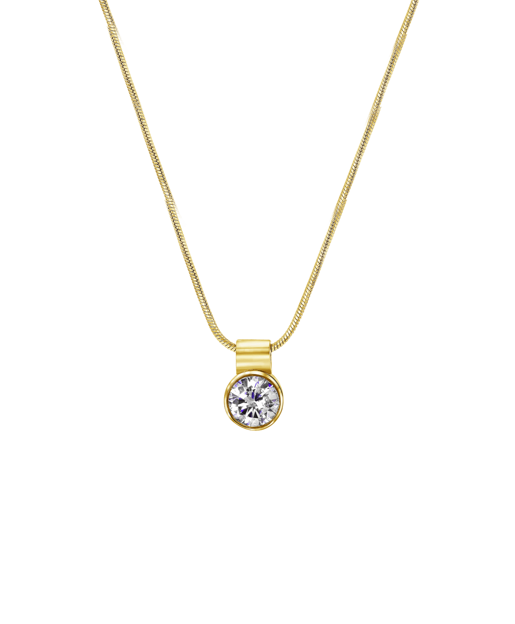 Stalen goldplated ketting met hanger met zirkonia voor dames