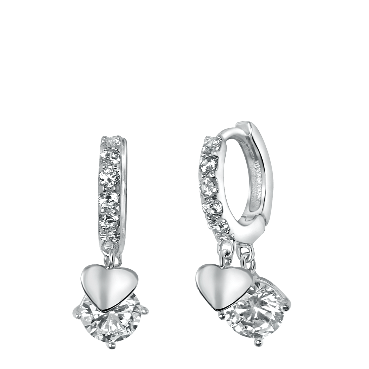 Kinderohrringe aus 925 Silber, Herz mit Zirkonia