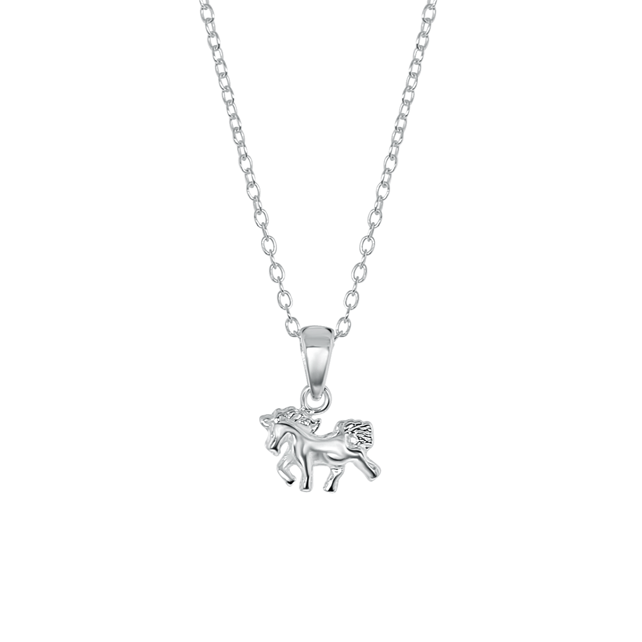 Zilveren kinderketting paard