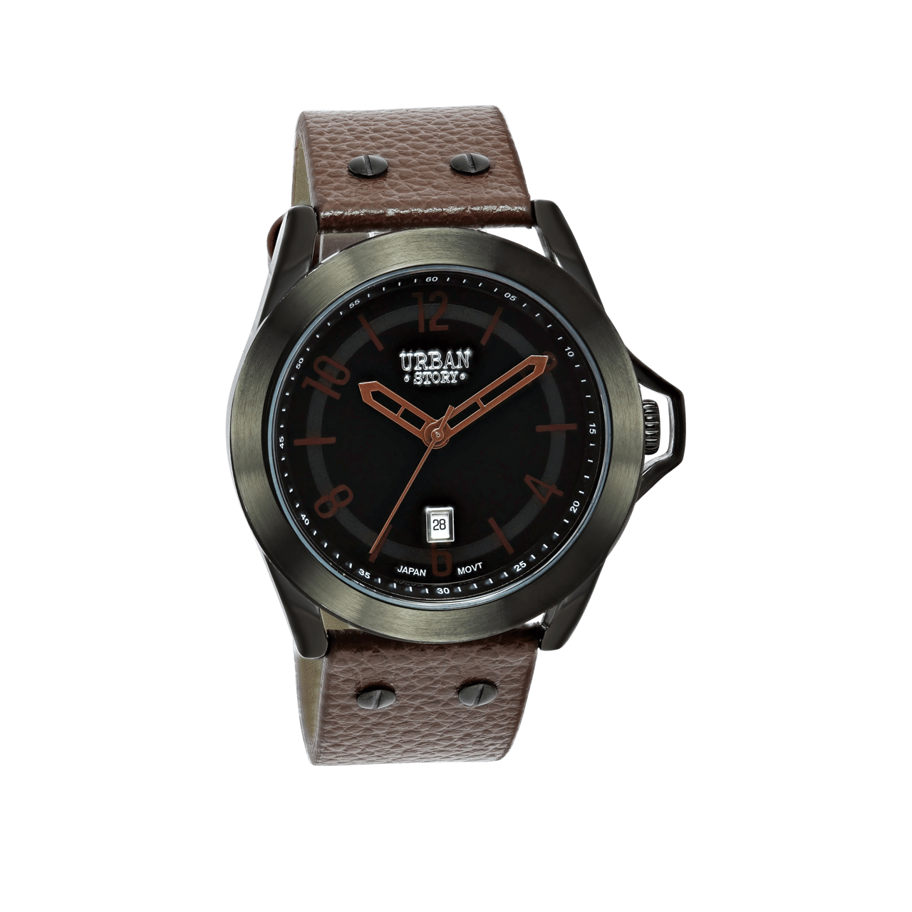 Urban Story Armbanduhr mit einem braunen Lederband