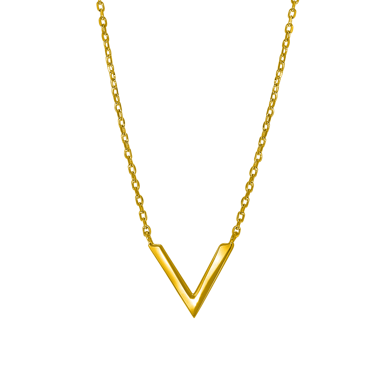 Zilveren ketting goldplated V