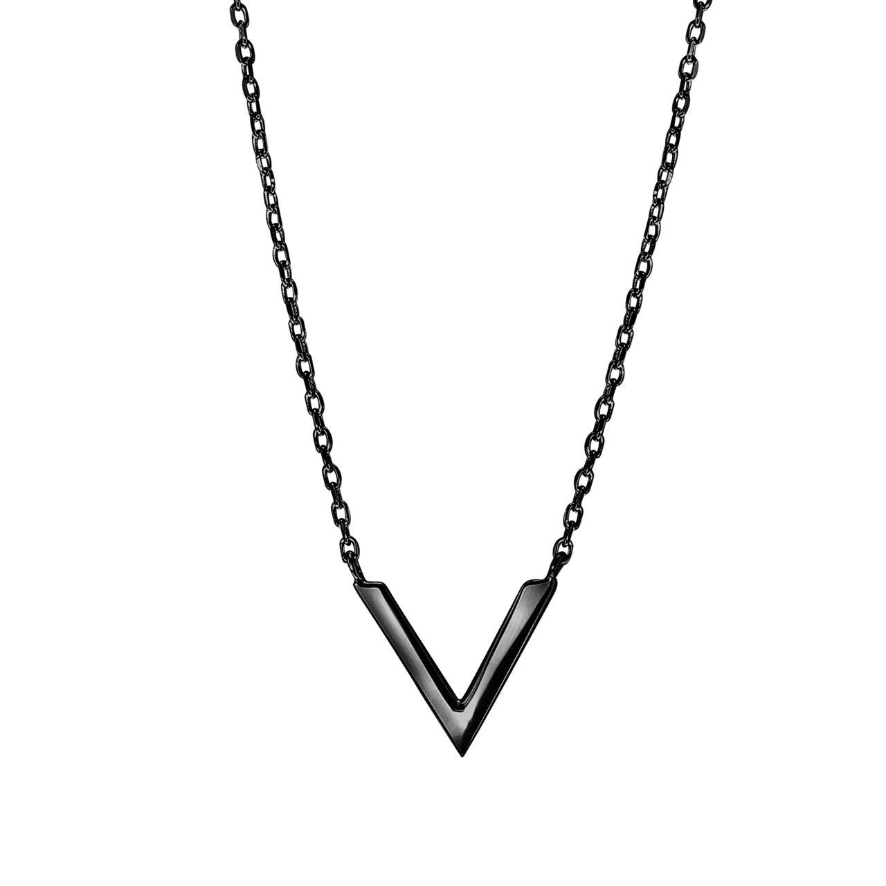 Silberne Kette mit V schwarz beschichtet