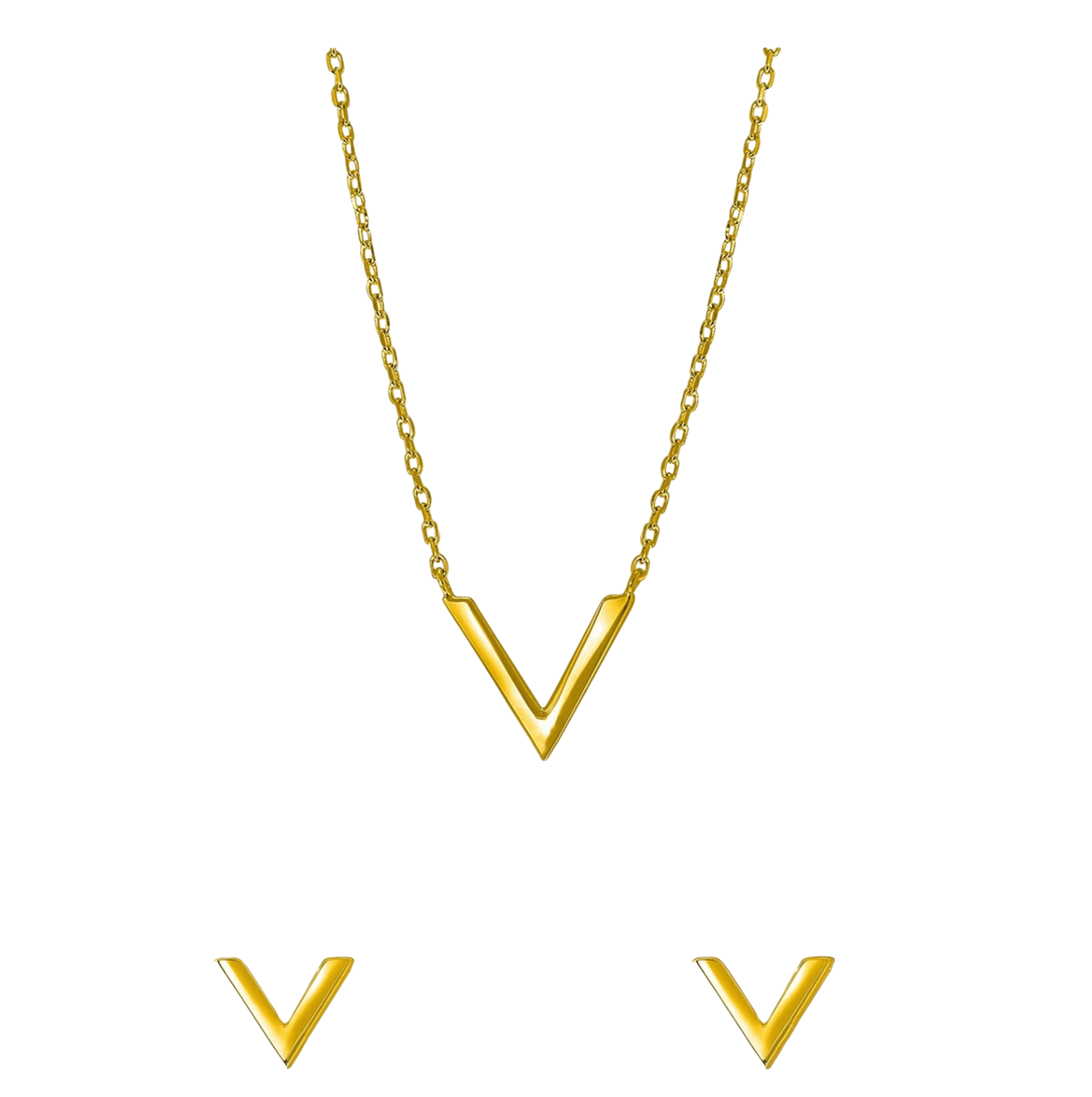 Silbernes Set mit vergoldetem V
