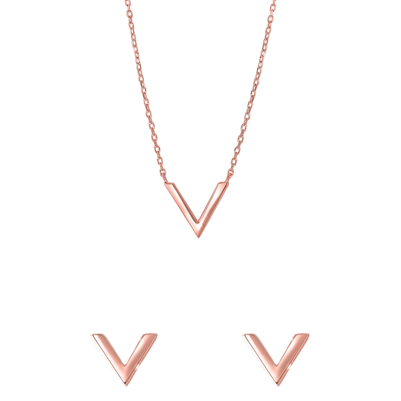 Silbernes Set mit rotvergoldetem V