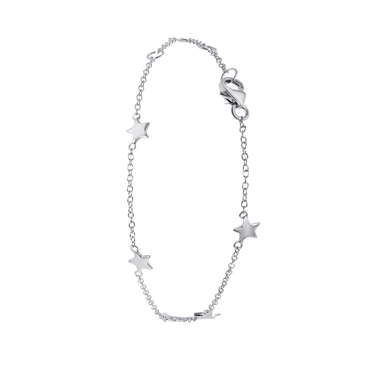 Zilveren enkelband galaxy sterren rhodiumplated