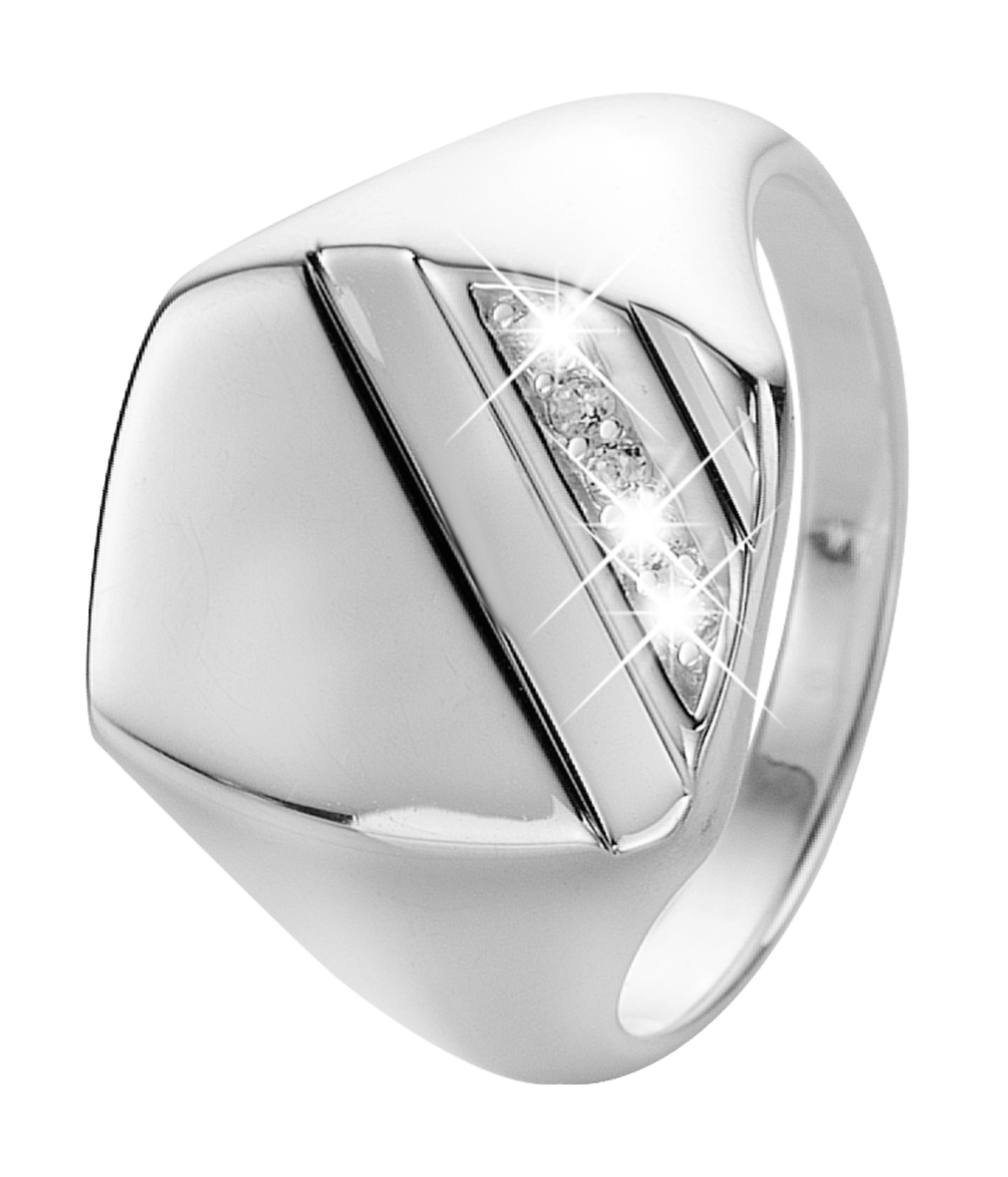 Silberner Siegelring für Herren mit Zirkonia