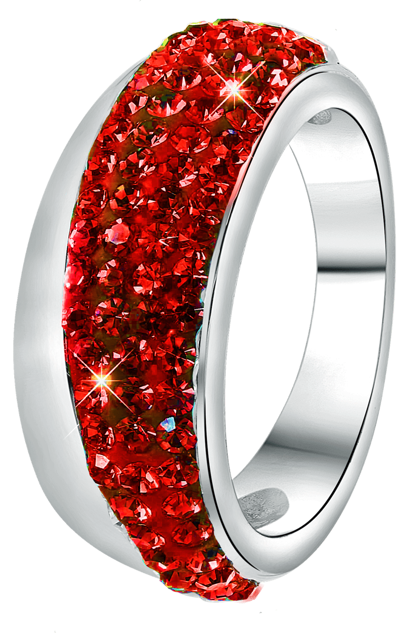 Gerecycled stainless steel ring met siam kristal