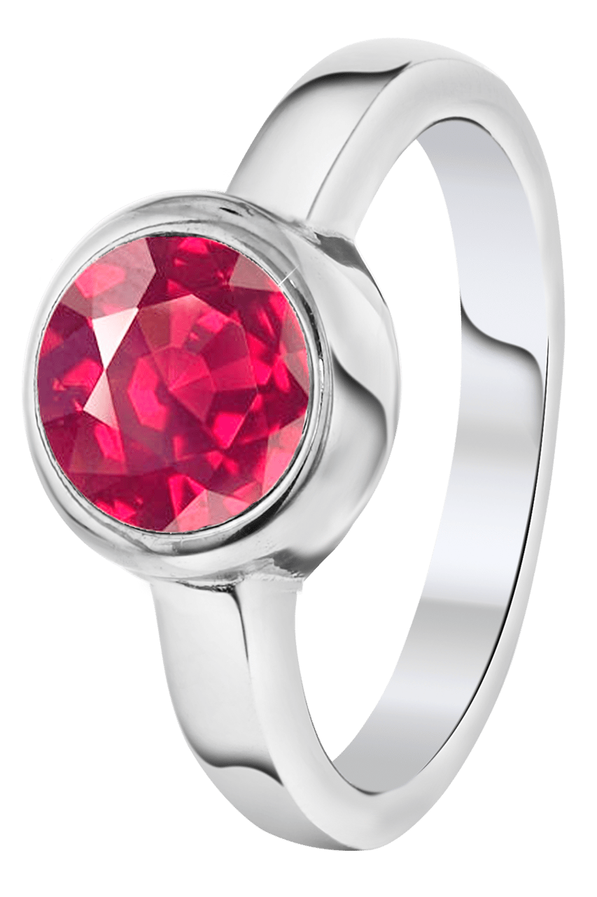 Gerecycleerd stalen ring met rhodolite zirkonia