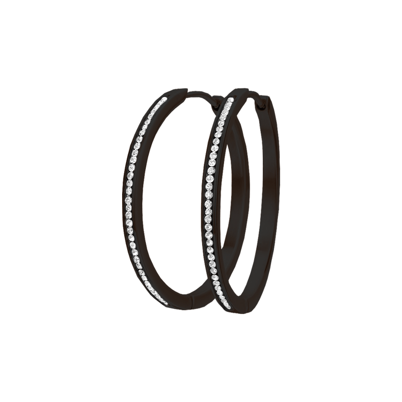 Gerecycleerd stainless steel oorbellen blackplated met kristal