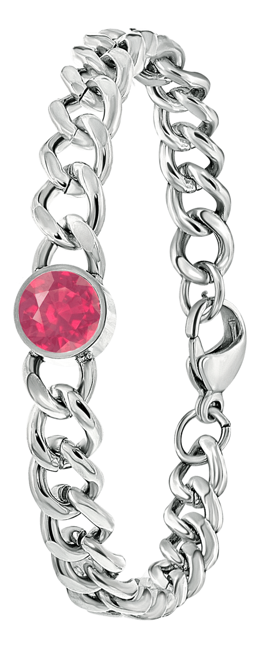 Gerecycleerd stainless steel armband gourmet met rhodolite zirkonia